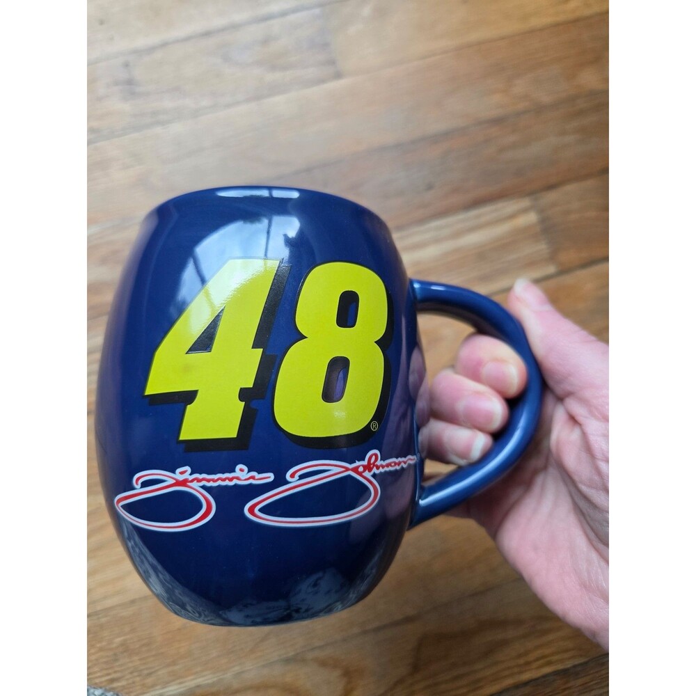 Jimmie Johnson #48 NASCAR large blue yellow print Coffee Mug